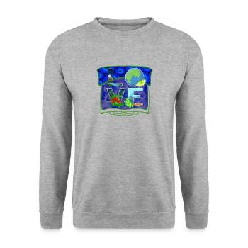 Love World Earth Day Chemise environnementale, cadeau - Sweat-shirt Unisexe - gris chiné - Devant - Alina (178cm) & Michal (187cm)