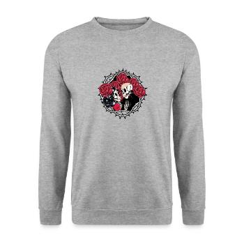 Amour infini et romance Gothic Bones Squelette - Sweat-shirt Unisexe - gris chiné - Devant - Alina (178cm) & Michal (187cm)