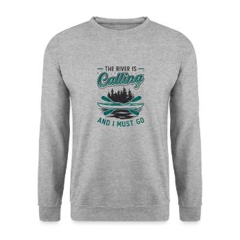 The River Is Calling And I Must Go Kayak Sport - Unisex Sweatshirt - salt & pepper - Front - Alina (178cm) & Michal (187cm)