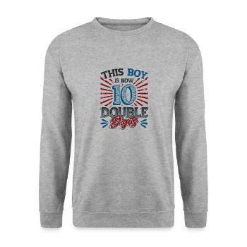 Ce garçon a maintenant 10 ans d’anniversaire à deux chiffres - Sweat-shirt Unisexe - gris chiné - Devant - Alina (178cm) & Michal (187cm)