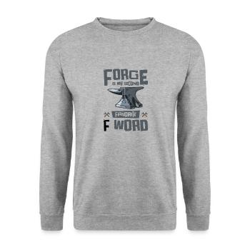 Schmiedeschmiede F Wort Messerherstellung - Unisex Pullover - Weißgrau meliert - Vorne - Alina (178cm) & Michal (187cm)
