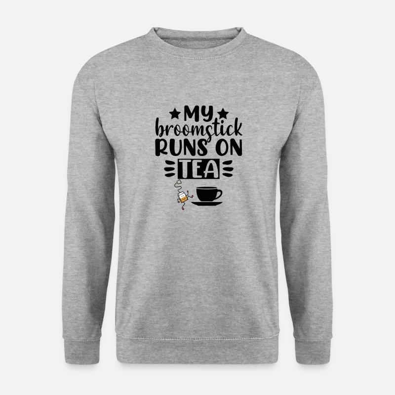 My Broomstick runs on Tea - Unisex Pullover - Weißgrau meliert