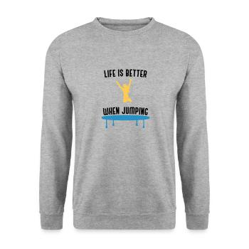 Hobby Trampolinist Trampoline Jumping Ironic Quote - Unisex Sweatshirt - salt & pepper - Front - Alina (178cm) & Michal (187cm)