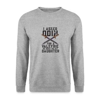 I Ask Odin For A Valkyre Viking Nordic Myth - Unisex Sweatshirt - salt & pepper - Front - Alina (178cm) & Michal (187cm)