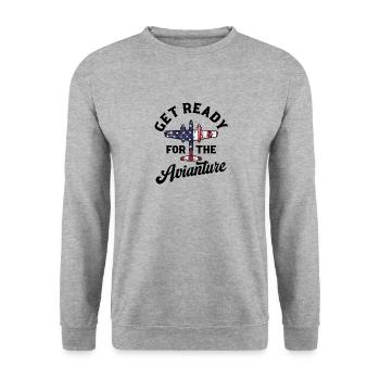 Un pilote de chasse à réaction se prépare pour l’Avianture - Sweat-shirt Unisexe - gris chiné - Devant - Alina (178cm) & Michal (187cm)