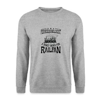 Ferroequinologist Train Railfan Locomotive Hobby - Unisex Sweatshirt - salt & pepper - Front - Alina (178cm) & Michal (187cm)