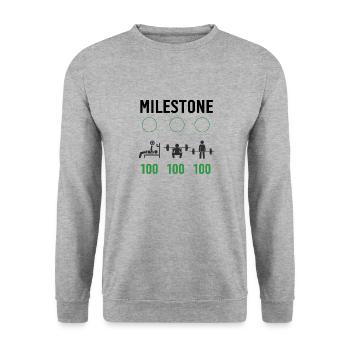 Gym Milestone Workout Liebe - mein Hobby Fitness Ruti - Unisex Pullover - Weißgrau meliert - Vorne - Alina (178cm) & Michal (187cm)