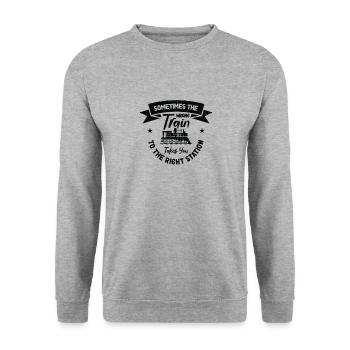 Zugverkehr Zugliebhaber Bahnhof - Unisex Pullover - Weißgrau meliert - Vorne - Alina (178cm) & Michal (187cm)