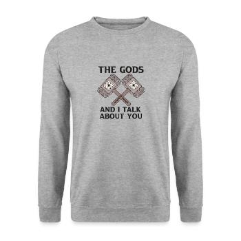 Ceci Les dieux et moi parlons de vous Viking Norse - Sweat-shirt Unisexe - gris chiné - Devant - Alina (178cm) & Michal (187cm)