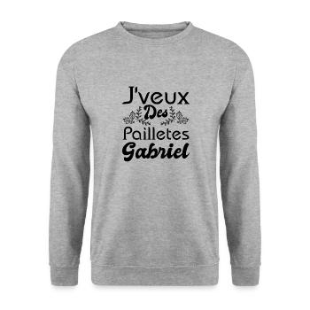 Tshirt homme J'veux des pailletes Gabriel - Sweat-shirt Unisexe - gris chiné - Devant - Alina (178cm) & Michal (187cm)