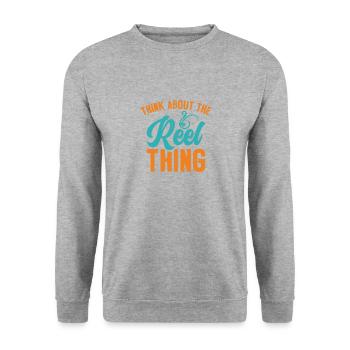 Pensez au passe-temps de pêche Reel Thing - Sweat-shirt Unisexe - gris chiné - Devant - Alina (178cm) & Michal (187cm)