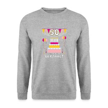 GEBURTSTAG 50 - Unisex Pullover - Weißgrau meliert - Vorne - Alina (178cm) & Michal (187cm)