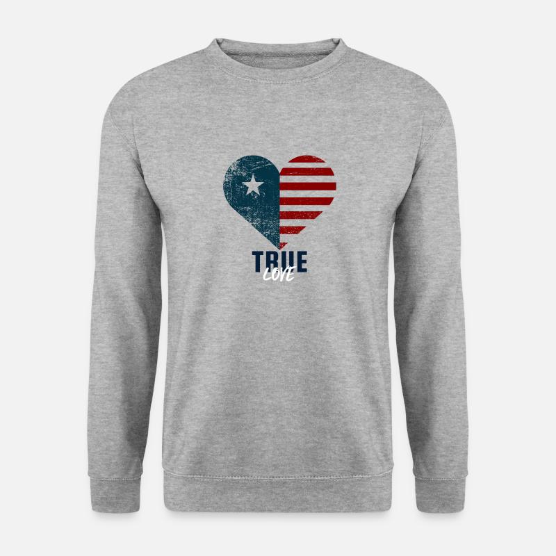 True american Love - Unisex Pullover - Weißgrau meliert