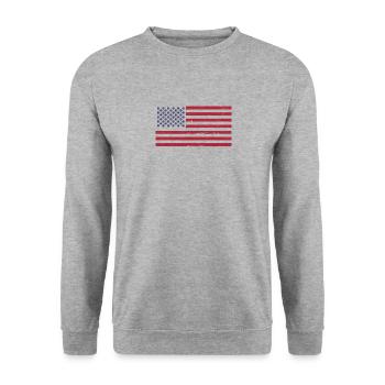 Pickleball Vintage Distressed American Flag Humor - Unisex Pullover - Weißgrau meliert - Vorne - Alina (178cm) & Michal (187cm)