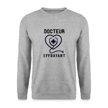 Tshirt homme Docteur effrayant - Sweat-shirt Unisexe - gris chiné - Devant - Alina (178cm) & Michal (187cm)