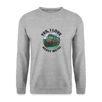 Train Transportation Locomotive Heavy Metal - Unisex Sweatshirt - salt & pepper - Front - Alina (178cm) & Michal (187cm)