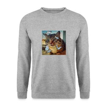 Most beautiful cat in the world n°2 - Unisex Sweatshirt - salt & pepper - Front - Alina (178cm) & Michal (187cm)