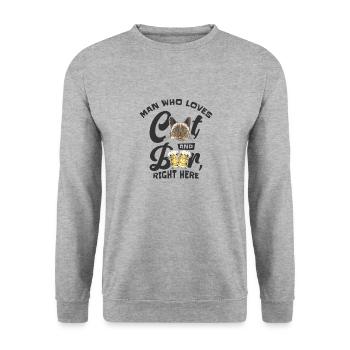 L’homme, les chats et la consommation de bière - Sweat-shirt Unisexe - gris chiné - Devant - Alina (178cm) & Michal (187cm)