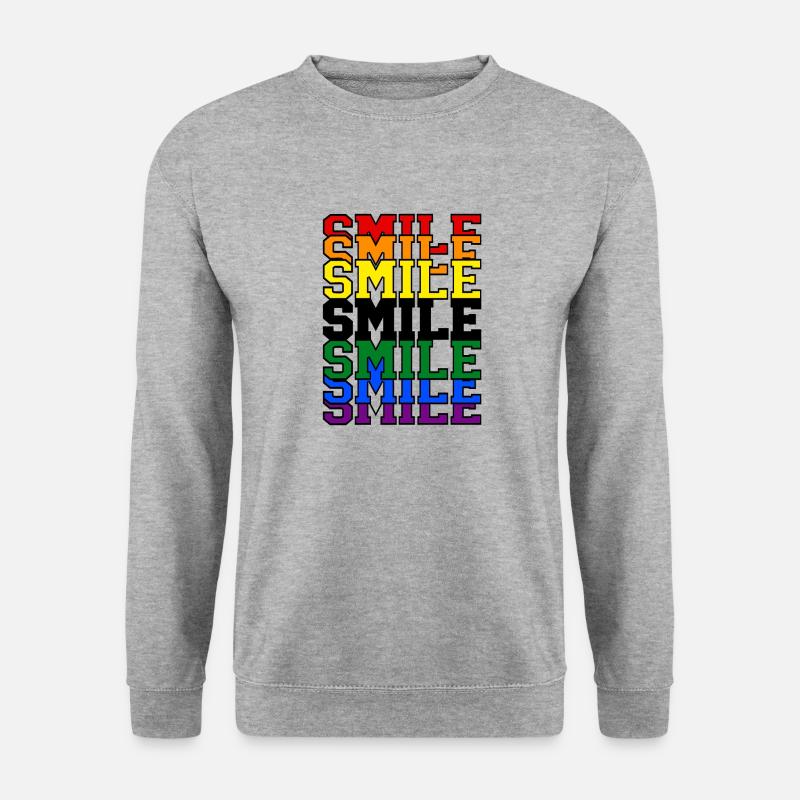Smile Regenbogen - Unisex Pullover - Weißgrau meliert