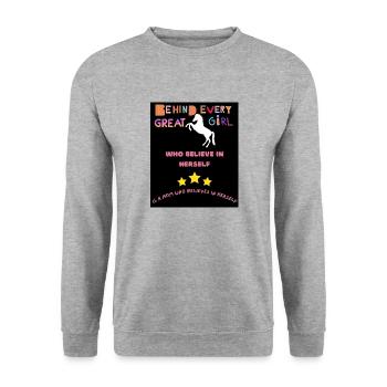 DERRIÈRE CHAQUE FILLE DE CHEVAL - Sweat-shirt Unisexe - gris chiné - Devant - Alina (178cm) & Michal (187cm)