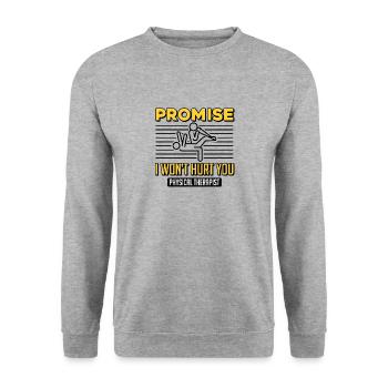 Physiotherapeut Lustiges Versprechen, dass ich - Unisex Pullover - Weißgrau meliert - Vorne - Alina (178cm) & Michal (187cm)