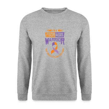 Psoriasis Warrior Lavender Orange Ribbon Awareness - Unisex Sweatshirt - salt & pepper - Front - Alina (178cm) & Michal (187cm)