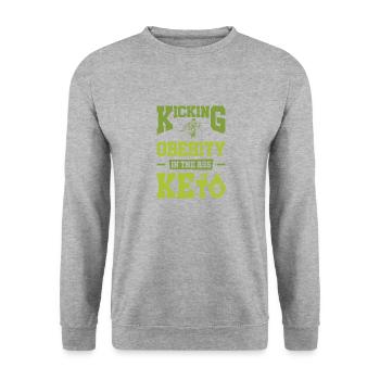 Keto-Diät Ketogene Ernährung Diätassistent - Unisex Pullover - Weißgrau meliert - Vorne - Alina (178cm) & Michal (187cm)