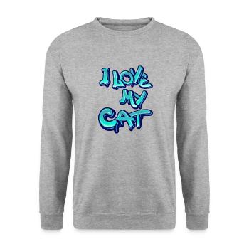 I love my cat - Unisex Sweatshirt - salt & pepper - Front - Alina (178cm) & Michal (187cm)