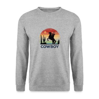 Cowboy - Coucher de soleil rétro - Sweat-shirt Unisexe - gris chiné - Devant - Alina (178cm) & Michal (187cm)