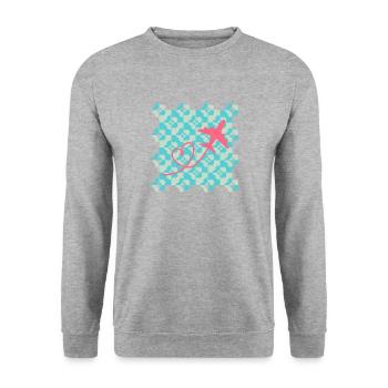 Adventure Shirt, Funny Traveler Airport Vacation - Unisex Sweatshirt - salt & pepper - Front - Alina (178cm) & Michal (187cm)