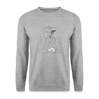 I love books, coffee and cats - Unisex Sweatshirt - salt & pepper - Front - Alina (178cm) & Michal (187cm)