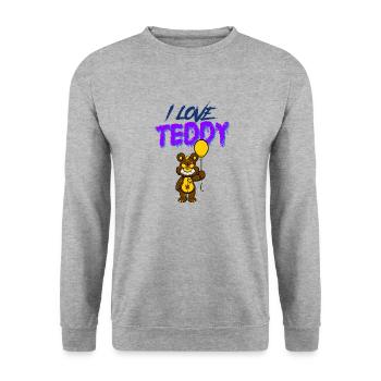 LOVE TEDDY - Unisex Pullover - Weißgrau meliert - Vorne - Alina (178cm) & Michal (187cm)