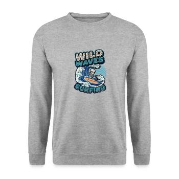 Wild Waves Surfing - Unisex Sweatshirt - salt & pepper - Front - Alina (178cm) & Michal (187cm)