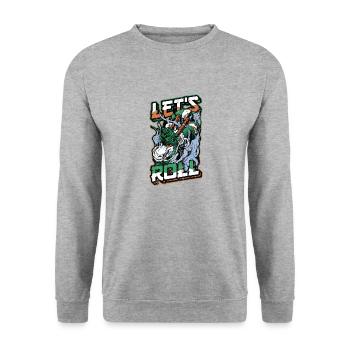 Let´s Roll Sushi Dragon Sushi Rolle - Unisex Pullover - Weißgrau meliert - Vorne - Alina (178cm) & Michal (187cm)