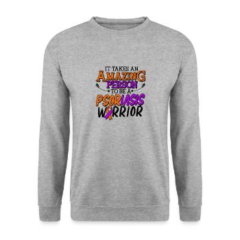 Psoriasis Warrior Incroyable Ruban Orange Lavande - Sweat-shirt Unisexe - gris chiné - Devant - Alina (178cm) & Michal (187cm)