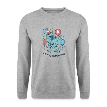 Its my Birthday Dino - Unisex Sweatshirt - salt & pepper - Front - Alina (178cm) & Michal (187cm)