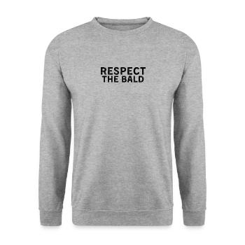 Respektiere die Glatze Humor Baldy Head Funny Bald - Unisex Pullover - Weißgrau meliert - Vorne - Alina (178cm) & Michal (187cm)