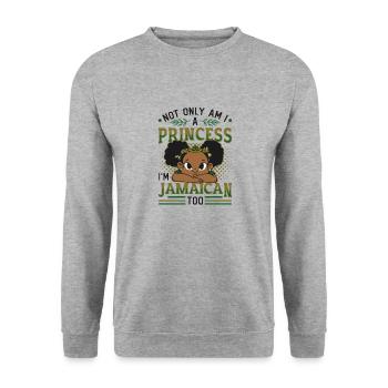 Jamaican Princess, I am Jamaican. - Unisex Sweatshirt - salt & pepper - Front - Alina (178cm) & Michal (187cm)