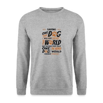 Saving One Dogs World Animal Rescue, dog house. - Unisex Sweatshirt - salt & pepper - Front - Alina (178cm) & Michal (187cm)