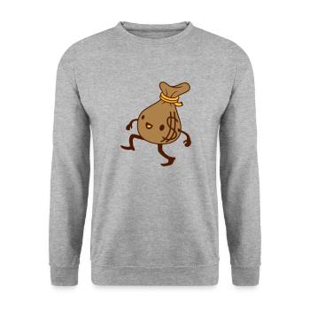 Sac d’argent vivant comique - Sweat-shirt Unisexe - gris chiné - Devant - Alina (178cm) & Michal (187cm)