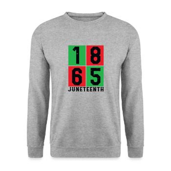Juneteenth Shirt, 1865 BLM, Afro Femmes, Mélanine, - Sweat-shirt Unisexe - gris chiné - Devant - Alina (178cm) & Michal (187cm)