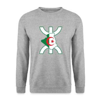 Drapeau Algérien - Z Imazighen - Sweat-shirt Unisexe - gris chiné - Devant - Alina (178cm) & Michal (187cm)