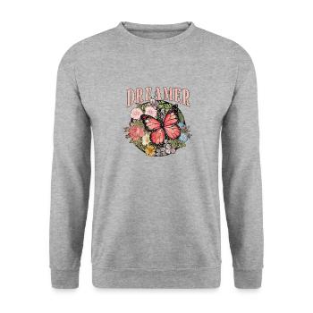 Butterfly Flower Floral Flowers Flowers - Unisex Sweatshirt - salt & pepper - Front - Alina (178cm) & Michal (187cm)