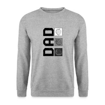 Erdbeerhemd, Papa Erdbeer-Tee, Vaters - Unisex Pullover - Weißgrau meliert - Vorne - Alina (178cm) & Michal (187cm)