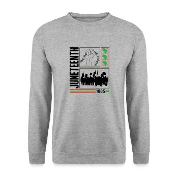 Juneteenth Shirt, 1865 Poing, Afro Femmes, Mélanine, - Sweat-shirt Unisexe - gris chiné - Devant - Alina (178cm) & Michal (187cm)