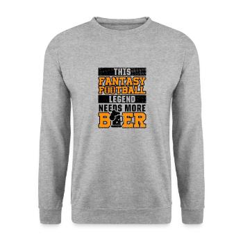 Fantasy Football Legende Bierliebhaber Sport - Unisex Pullover - Weißgrau meliert - Vorne - Alina (178cm) & Michal (187cm)