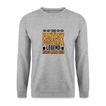 Fantasy Football Legende Bierliebhaber Sport - Unisex Pullover - Weißgrau meliert - Vorne - Alina (178cm) & Michal (187cm)