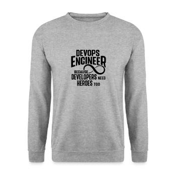 Sys-Admin Developer Devops Engineer - Unisex Sweatshirt - salt & pepper - Front - Alina (178cm) & Michal (187cm)