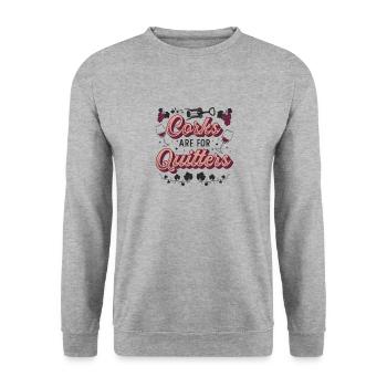 Corks are for Quitter's fun wine festival. - Unisex Sweatshirt - salt & pepper - Front - Alina (178cm) & Michal (187cm)