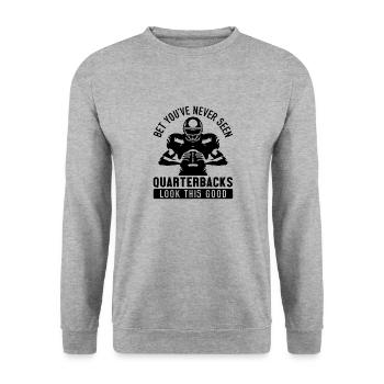 Football Quarterbacks Security Funny Good Looking - Unisex Sweatshirt - salt & pepper - Front - Alina (178cm) & Michal (187cm)
